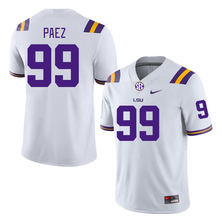 Men #99 Gio Paez LSU Tigers College Football Jerseys Stitched-White